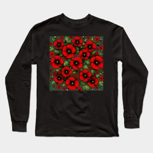 Red Poppy Flower Long Sleeve T-Shirt